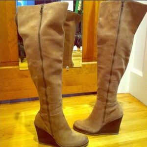 Lucky Brand Suede Leather Tan wedge Boots